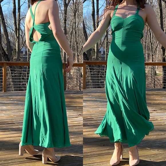 NWT Fame And Partners Light Green Prom Maxi Dress - Picture 6 of 12